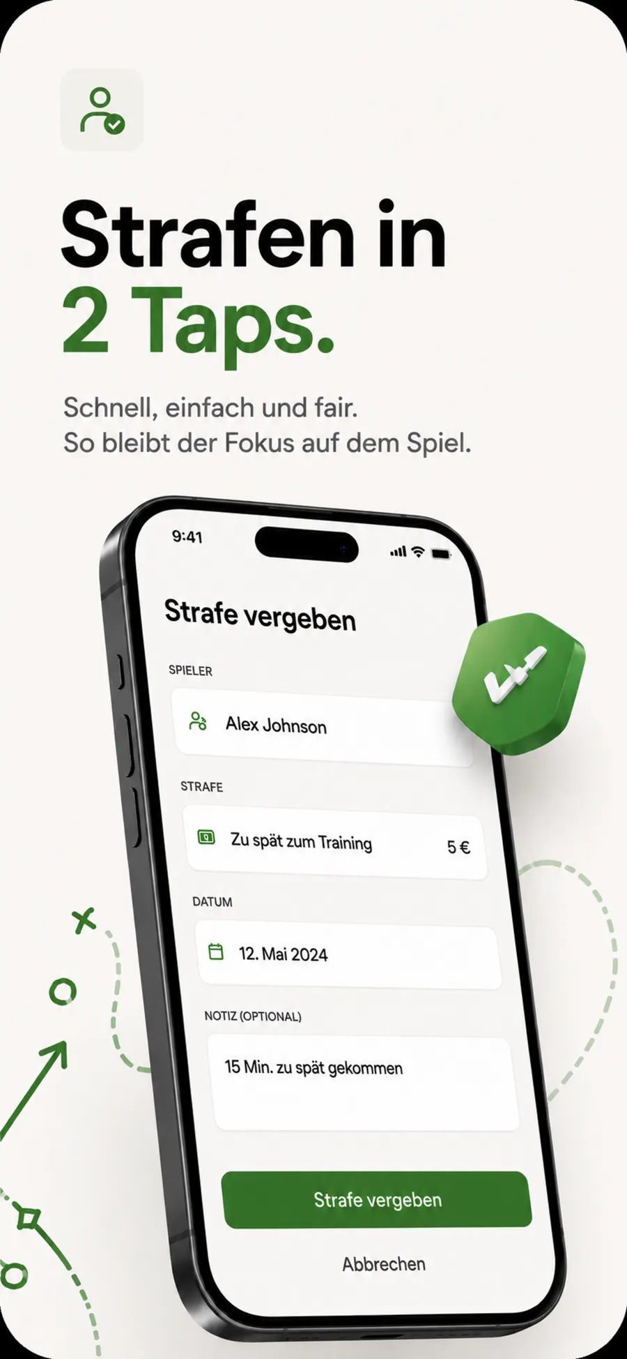 Eine Strafe in ClubFines einem Spieler zuordnen